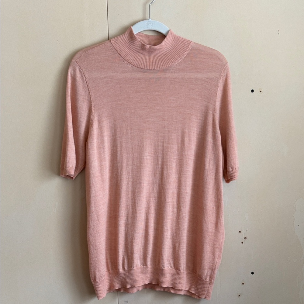 Eileen Fisher Soft Pink Short-Sleeve Mock Neck Top